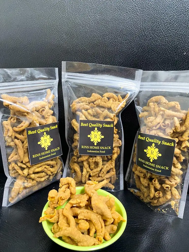 Kripik Usus Ayam Crispy kemasan 100gr Standing Pouch Termurah