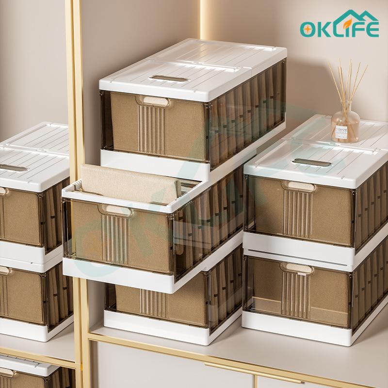 Product Introduction of [OKLIFE. SG]Foldable Clothes storage box/Stackable Plastic Storage Bins/with lid Wardrobe Clothes Organizer/Storage box 29