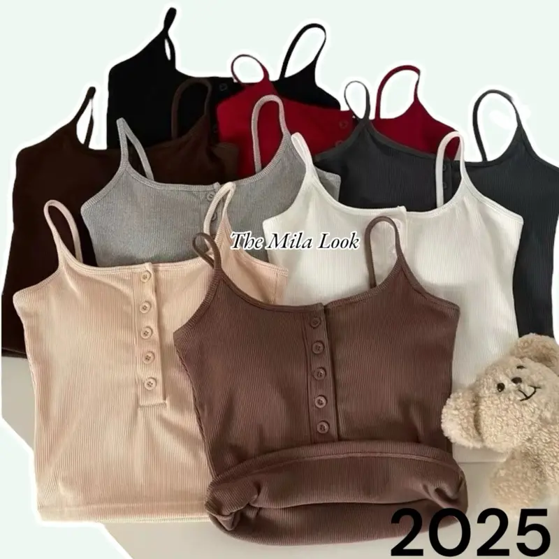Kèm Mút Có Size Áo Hai Dây Bổ Trụ Cúc Trước The Mila Look