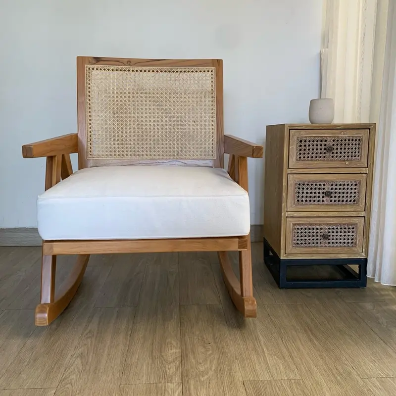Kursi Goyang Jati Kombinasi Rotan Alam Murah - Furniture 2