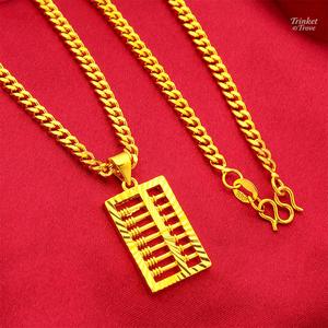 Rantai leher abacus, rantai leher tuah, diperbuat daripada keluli titanium berkualiti tinggi, reka bentuk moden yang sesuai sebagai perhiasan wanita Emas Retro Berongga Bersalut