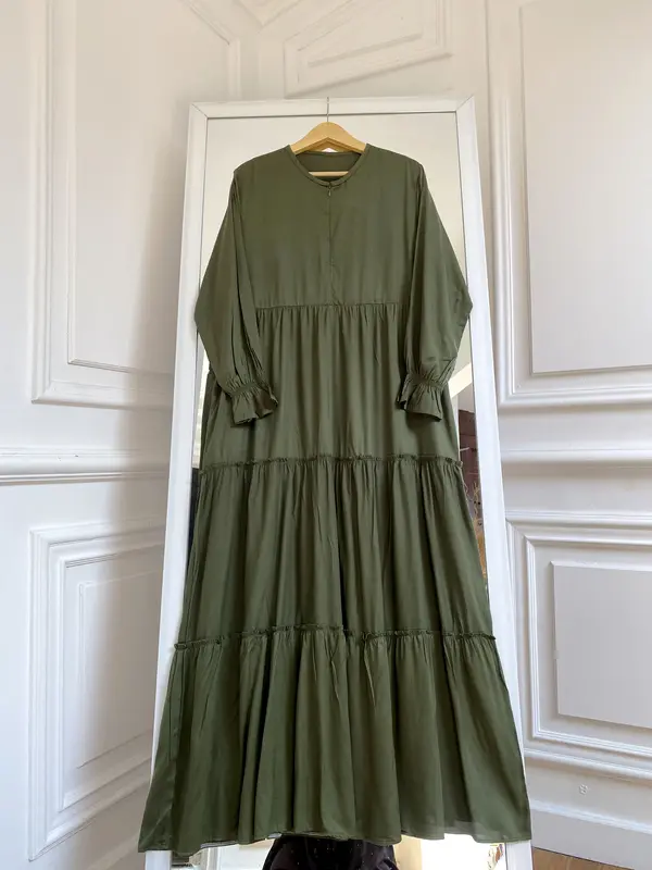 Dress BARBARA Katun Gamis Susun Panjang Hitam Busui Dewasa - Gaun Remaja Pesta Midi Baju rayon Casual 3