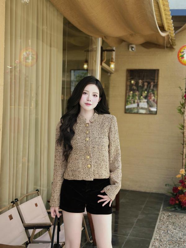 Áo Dạ Tweed Nữ Hai Lớp Cao Cấp Màu Tiêu Cúc Đồng N140 KenvyStore