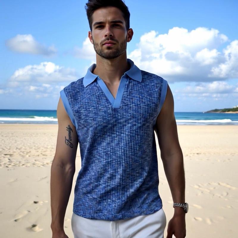 Áo thun polo sát nách cho mùa hè mát mẻ [Mã 129] Menswear Nam Có Cổ 7