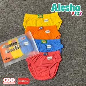 ALESHA CELANA DALAM ANAK LAKI LAKI Motif Polos Warna Gelap dan Cerah Bahan Katun Nyaman Lembut Halus Adem Bisa COD