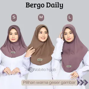 Nabila Hijab Jilbab Instan NABILA Bergo Penguin Jersey Premium Ukuran S/M/L Lembut Nyaman Kerudung Muslim Busa Bahan Jersey Premium Tidak Nerawang Size S M L - Panjang