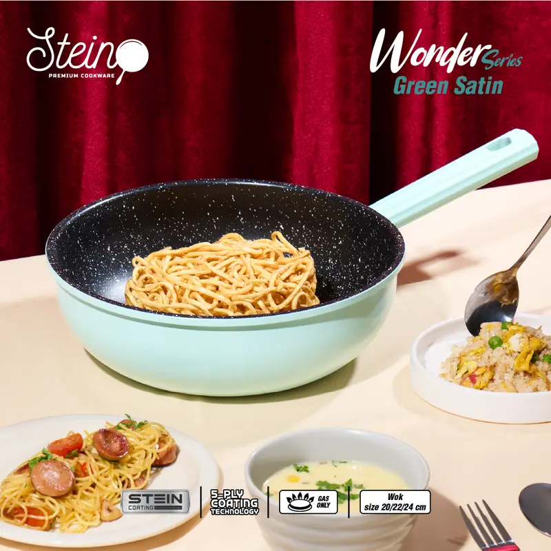 [STEIN X KOKO PANCI] STEIN Wonder Series Wok Pan Green Satin - Wajan Penggorengan 24cm (Stein 5 Layers Coating) 4