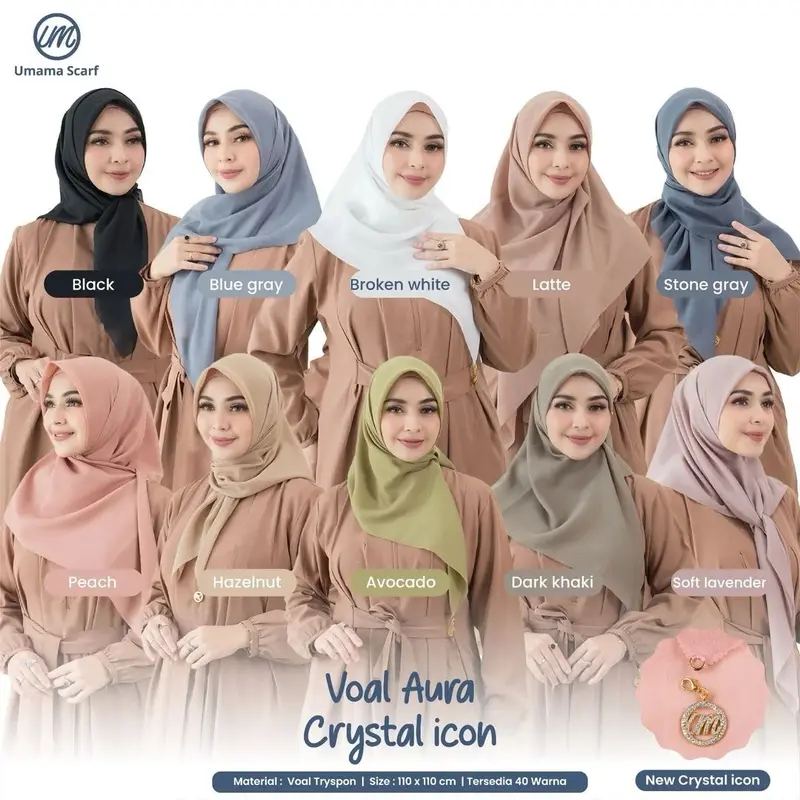 Umama Voal Aura Crystal Icon Lase Cut Original / Hijab Segi Empat / Paris Premium 4