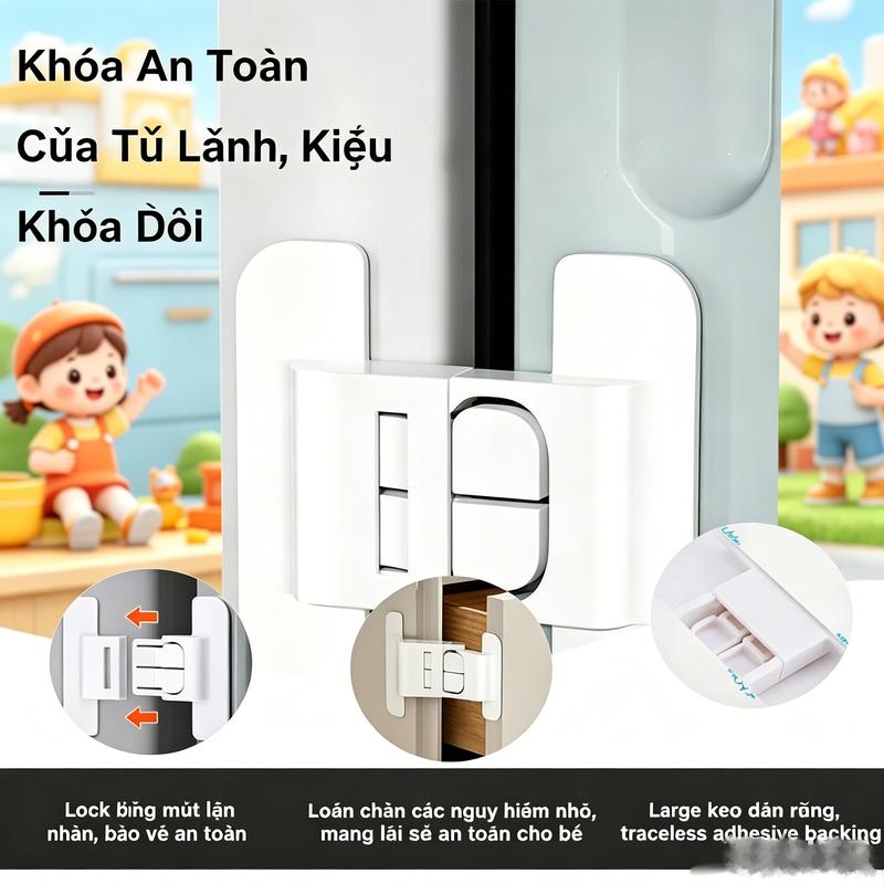 SwiftLite Bộ phận đóng cửa tủ lạnh an toàn với khóa kép, chống trẻ em mở cửa