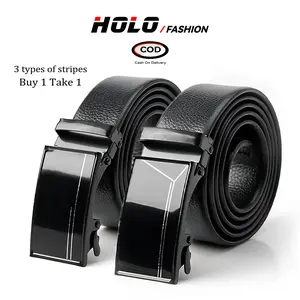 HOLO Ikat Pinggang Pria Kulit PU Kualitas Tinggi Gaya Bisnis Versatile Sabuk Pinggang Otomatis