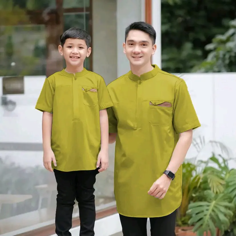 Baju Koko Muslim Pria Warna Lemon / Koko Couple Warna Lime Limited Edition Bahan Toyobo Import Baju Muslim Dewasa Kurta