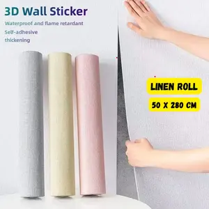 Wallpaper Foam Linen Roll 50CMx280CM / Wallpaper Dinding Dekorasi Kamar Kelas Atas Wallpaper Coral