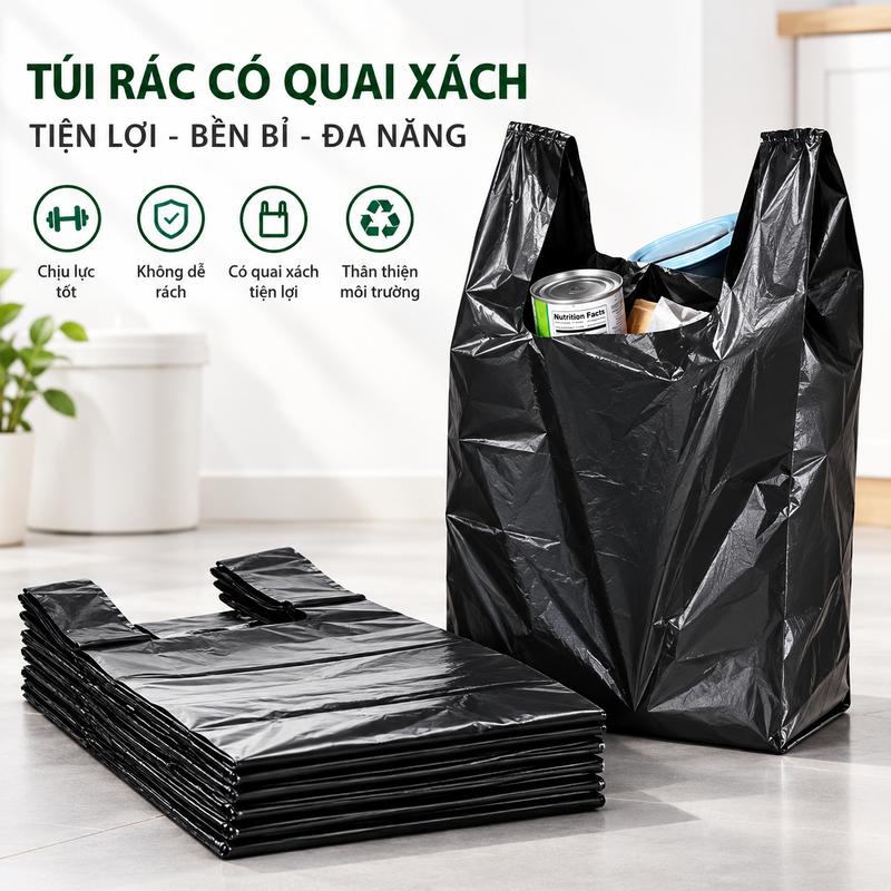 Túi Đựng Rác Túi Rác Đen 5kg 10kg 20kg 30kg Size Đại Trung Nhỏ Có Quai Xách Kiểu Áo Ba Lỗ Nilong Xốp Bền Chắc Phổ Thông Cho Bếp Nhà Vệ Sinh Gia Đình Thu Gom Rác Sinh Hoạt