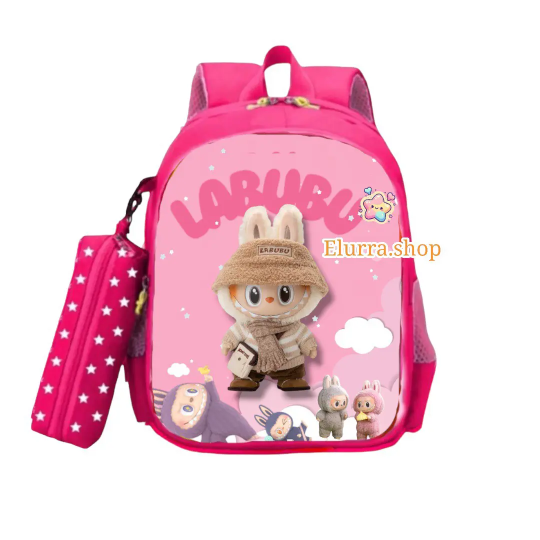 Tas labubu tas anak sekolah perempuan free dompet/ tas ransel anak Tk perempuan/ tas anak labu labu/ tas troli anak perempuan/ tas troli labu labu / labubu