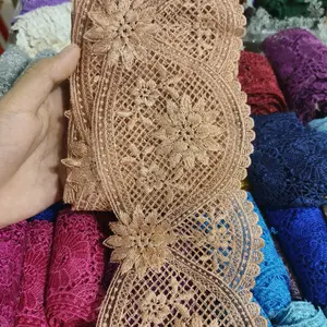 Renda Bordir 10cm bunga meteran/ renda pinggiran renda tengah/ harga per 90cm