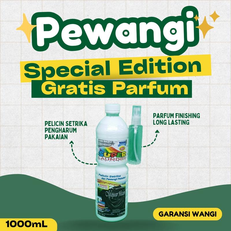 pelicin pewangi pengharum pakaian parfum laundry setrika SUPER LAUNDRY FREE PARFUM PAKAIAN aroma mawar super laundry loundry mawar kuning mawar merah mawar hitam Plastik 5