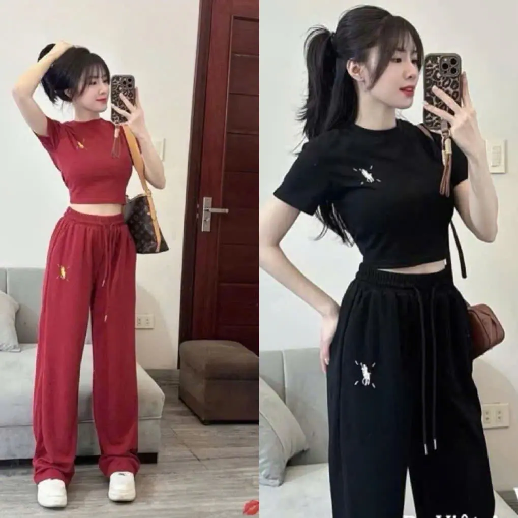 Sét Bộ Croptop Nữ Giới Size 38-65kg Chất Vải Thun Gân Thoáng Mát Phù Hợp Cho Mùa Hè Tôn Vóc Dáng Thoải Mái | BigBuy360 - bigbuy360.vn