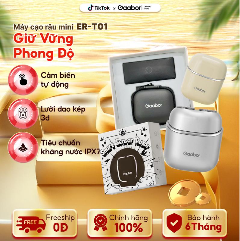 Máy cạo râu mini Gaabor ER-T01A ER-T01B ER-T01C 2 lưỡi dao 3D siêu mỏng, chống nước chống bụi IPX7 cảm ứng tự động tích điện kèm túi da và họp dạng quà tặng - BẢO HÀNH 6 THÁNG cạo râu cho nam máy cạo lông mặt cạo lông cho nữ