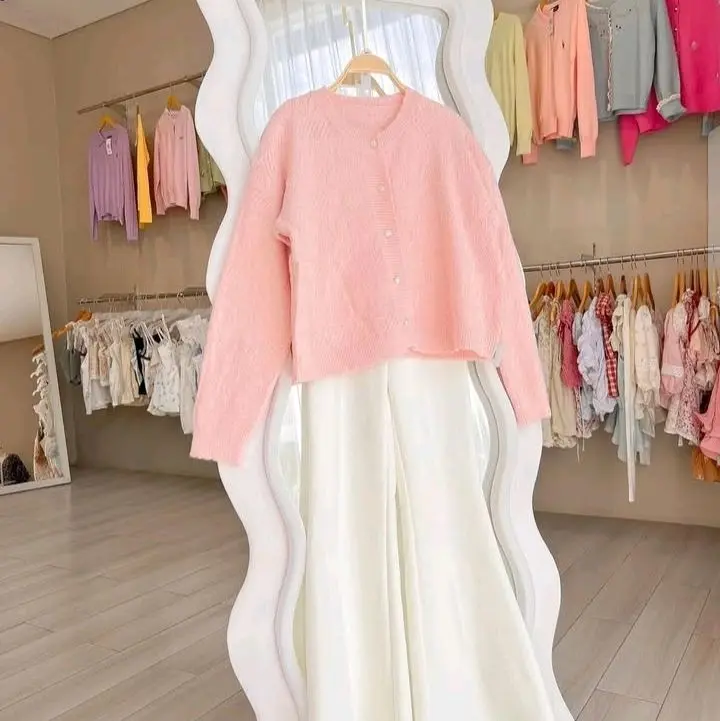 Atasan Wanita Rajut Carding Model Cardigan - Top, Crop, Dewasa, Kancing, Panjang, Outer, Knitwear, Casual, Baju Kardigan 4