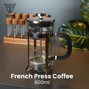 french press italy coffee tea pot maker 600ml / kopi teh plunger kaca