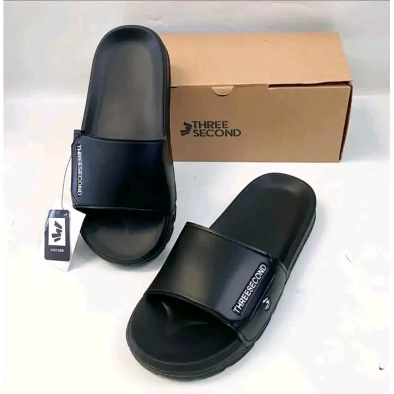 Algored sandal Slop 3SECOND GENJI Original Model Unisex sandal Slide Pria dan wanita Black Shoes Elegant Casual Slippers 1