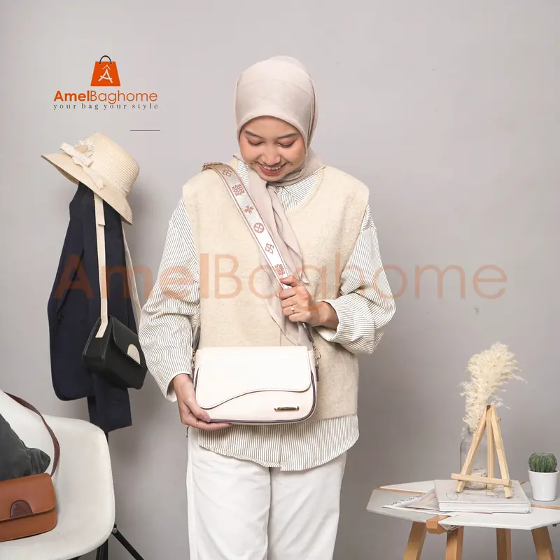 Tas Wanita YUKARI Tas Selempang Wanita Slingbag Tali Anti Pegal Polet Serut Motif Gelombang Ala Korea 7