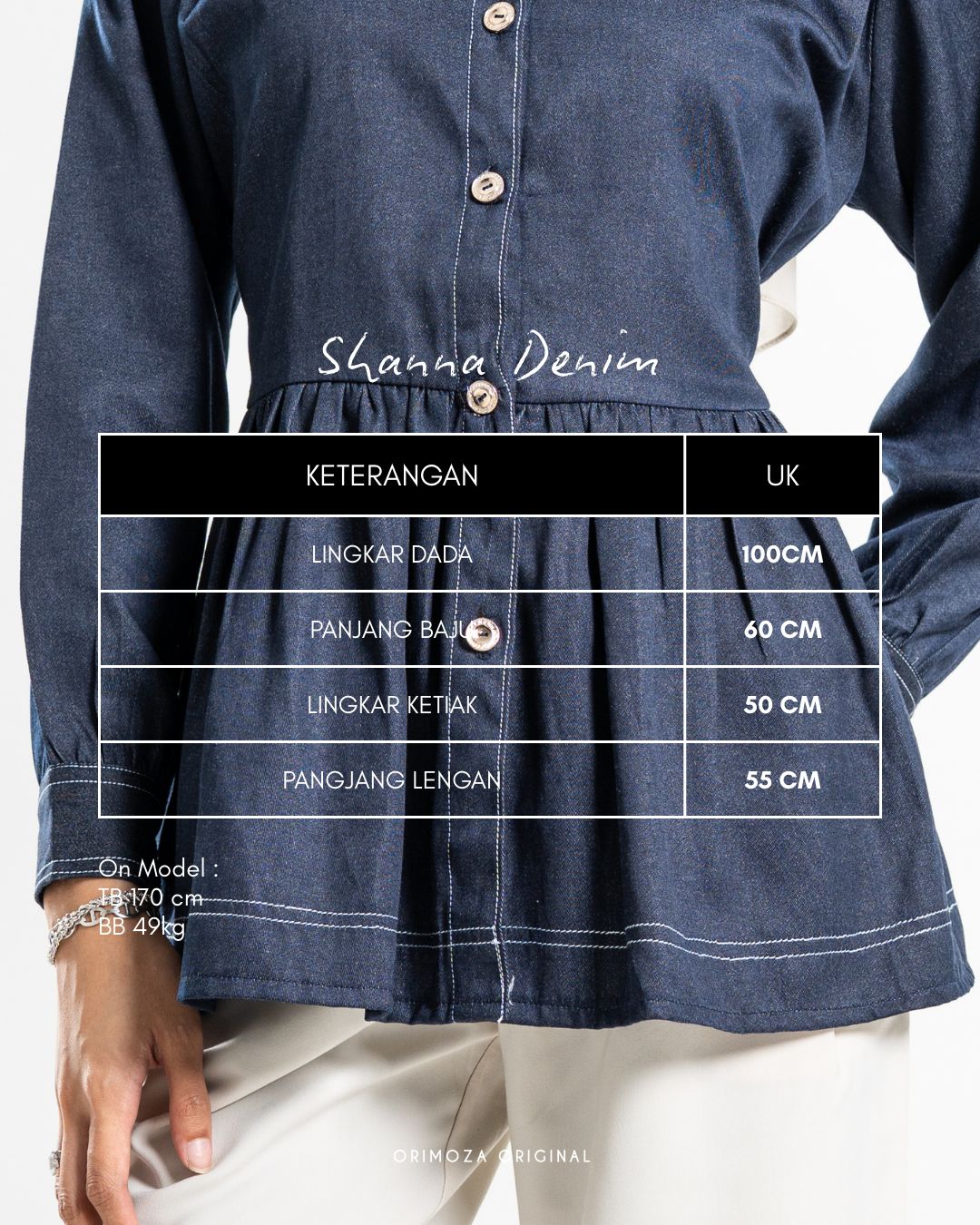Orimoza Shanna List Denim Blouse Premium