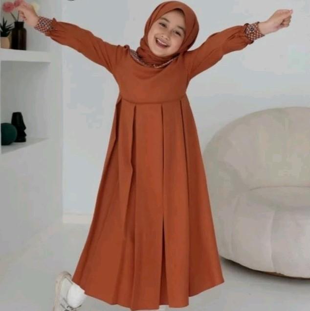 Gamis Anak Hellena Kids (Tanpa hijab) Crinkle Airflow Dress Umur 3-12 Tahun S.M.L.Xl.XXL/Baju Gamis Anak Terbaru /Dress Anak Terbaru/Dress anak Crinkle Airflow panjang 4