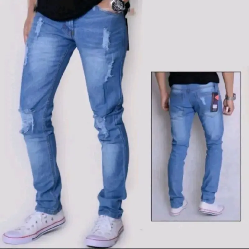 PAKET HEMAT BELI 1 GRATIS 1 CELANA PANJANG PRIA JEANS SOBEK LUTUT//RIPEED JEANS TERBARU 1