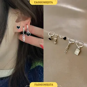 [6 PCS] Set Anting-Anting Motif Love Lucu Anti Karat S925 Aksesoris Wanita Korea Style Fashion