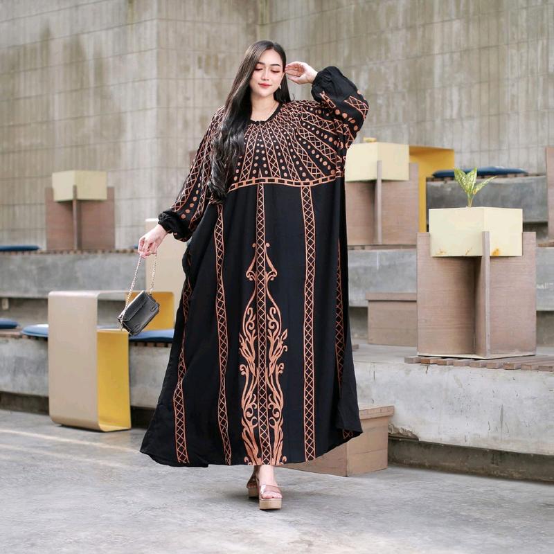 Gamis Kaftan Rayon Premium Ld 170 Elegan Terbaru Mewah 1