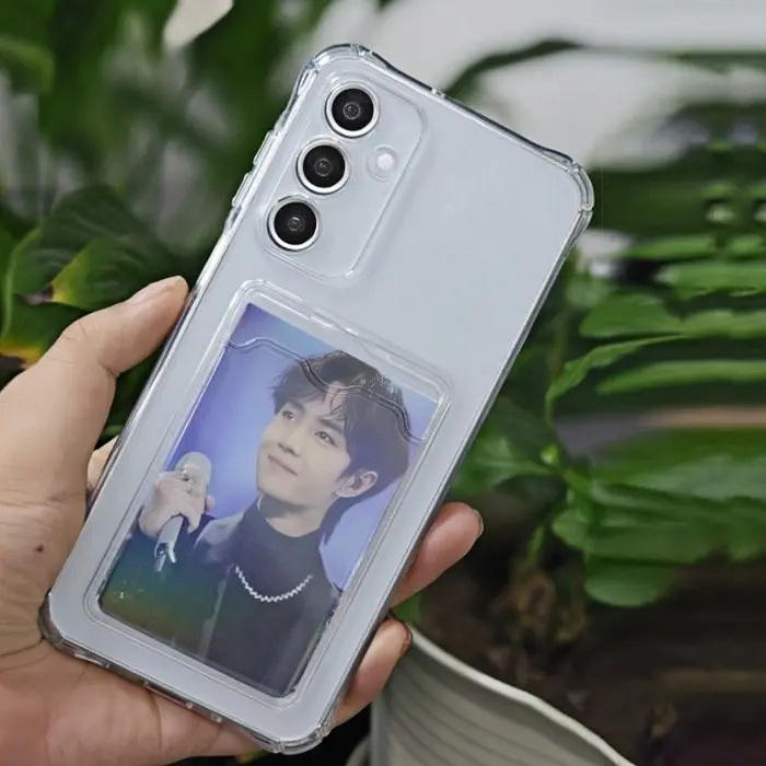 Casing Silikon Bening untuk Samsung Galaxy A56 A16 A36 A26 S24 FE S25 Ultra S24+ S25+ A55 A35 A25 A15 A34 A54 Penutup Kantong Kartu Belakang