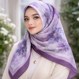 HIJAB SEGIEMPAT VOAL MOTIF BUNGA - BEST SELLER Cantik Nyaman Kerudung Muslim Square