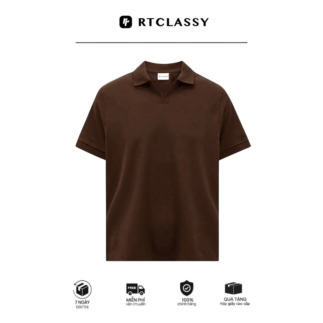 Áo Polo Cổ V RTCLASSY Vải Cotton Dệt Chéo Dày Dặn Form Regular Trẻ Trung | BigBuy360 - bigbuy360.vn