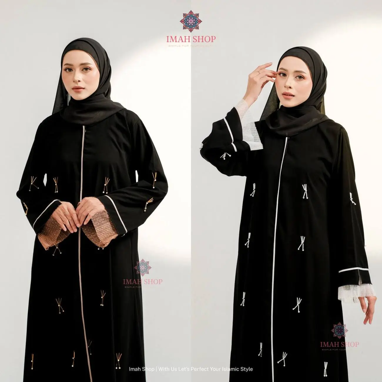 Abaya Hitam Turkey Gamis Syari Muslimah Bahan Jetblack Hitam Kombinasi Plisket Imah Shop Dress Arab Saudi 991
