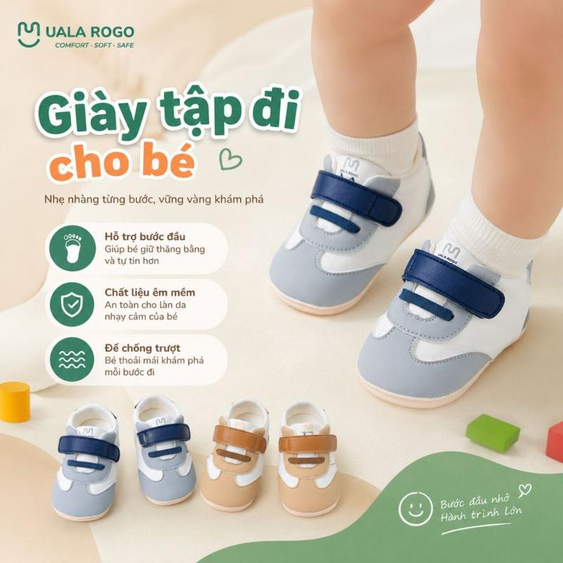Giày tập đi cho bé Ualarogo sandal đế cao su chống trượt an toàn quai dán điều…