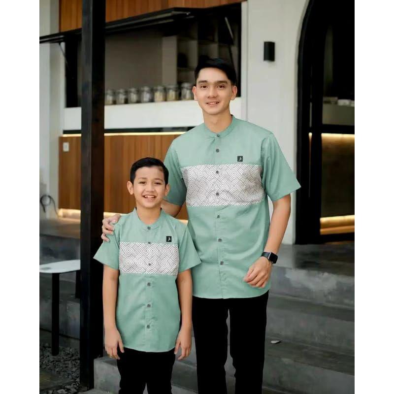 Product Introduction of Baju koko cople ayah anak terbaru pakaian muslim pria dewasa dan anak koko kurta lebaran simple elegan lembut halus baju koko lengan pendek 23
