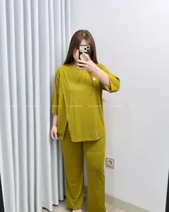 Xavia Set Flare Setelan Lengan 3/4 Celana Cutbray Panjang Wanita