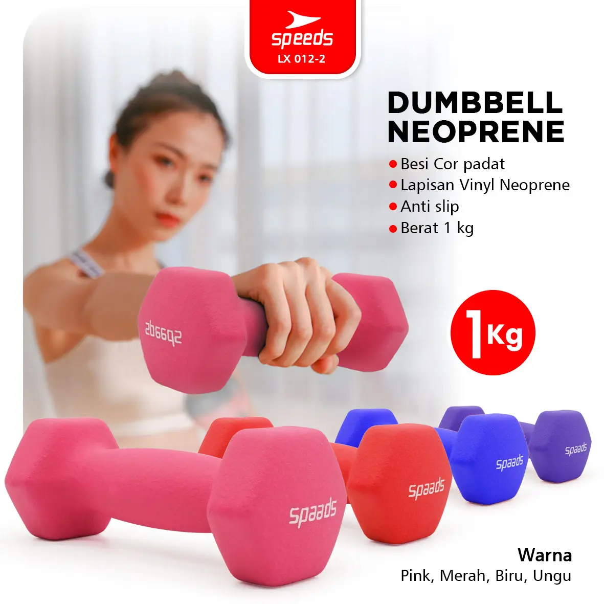 SPEEDS Dumbell / Barbel Mini ORIGINAL Neoprene-Alat Fitnes Cewek Vinyl 012-2
