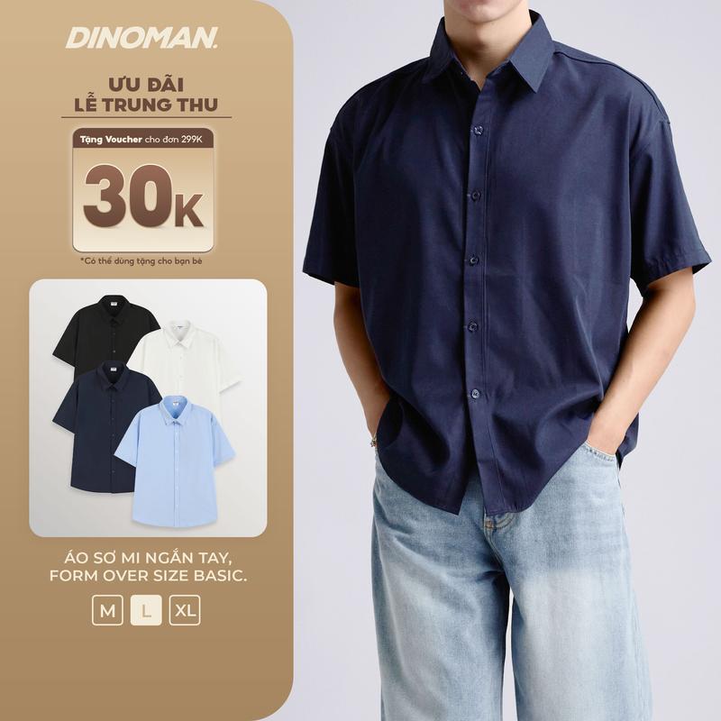 [Thu Đông 2026] Áo Sơ Mi Ngắn Tay Unisex DINOMAN Chất Cotton 2 Da Mềm Mại Form Rộng Thoáng Mát Phong Cách Hàn Quốc - SM015