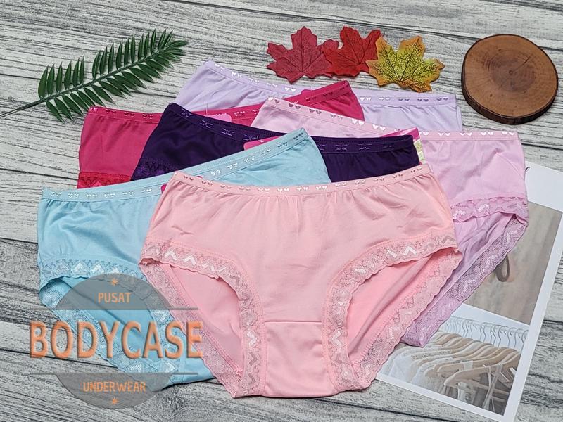 12PCS Celana Dalam Wanita Dewasa Dalaman Katun Polos Kombinasi Renda Karet Pinggang Kecil Bahan Lembut Nyaman dipakai Harian 3