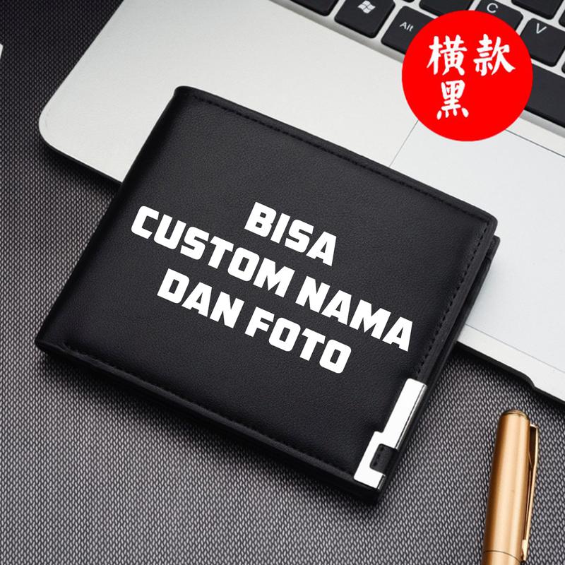 Dompet Pria Lipat Custom Logo Dan Tulisan Dompet Kulit Men Fashion Letter Wallet Custom Suka Suka Terlaris 0