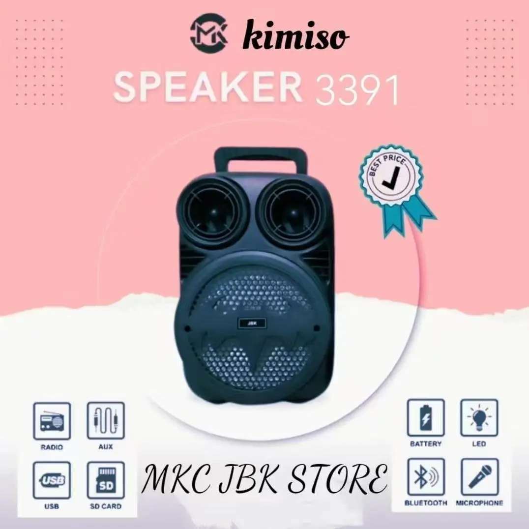 COD SPEAKER BLUETOOTH KARAOKE KIMISO 3391/ FREE MIC KARAOKE//SPEAKER SALON AKTIF X-BASS Wireless