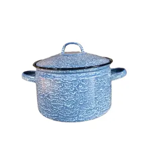 Panci Gaspan Uk 22cm, 24cm Enamel Seng Blek Vintage Jadul Kitchenware Biru Bunga