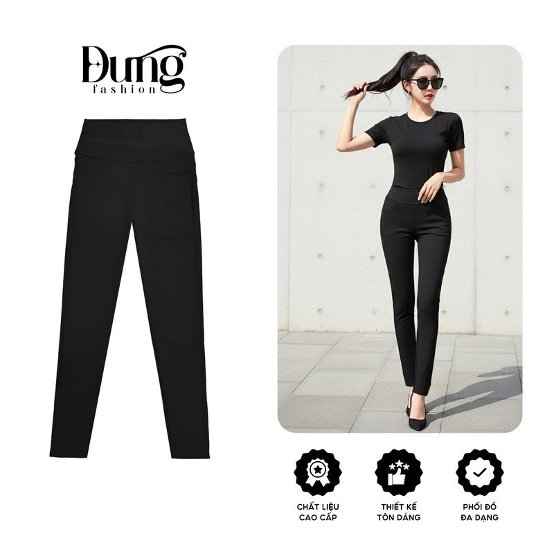  QUẦN LEGING NỮ L1 : 4 TÚI  CẠP CAO 10CM NÂNG V3  TÔN DÁNG CỰC CHUẨN ÔM GỌN MÀU ĐEN   có big size  