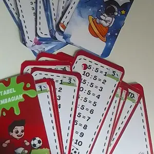 Flashcard Tabel Perkalian Pembagian Penjumlahan Pengurangan | Kartu Belajar Matematika Anak SD