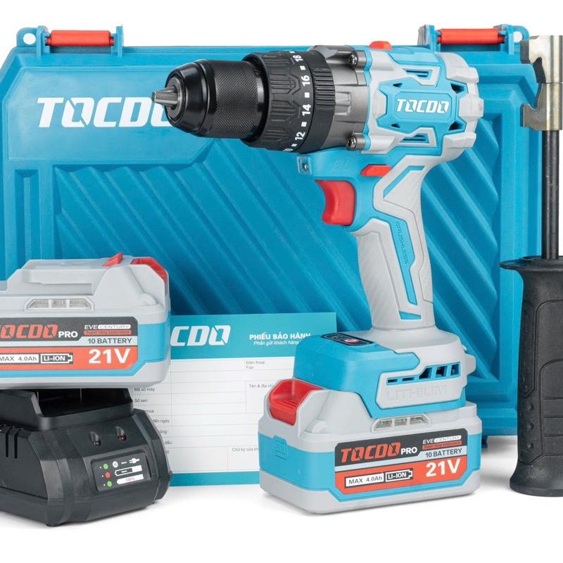 live doc quyen Máy khoan pin lực 170N.M TOCDO PRO 3 chức năng MODEL TDMK170-13 chân pin phổ thông M21 2 pin + 1 sạc có chống lật cổ tay