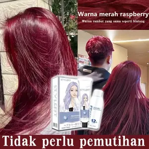 warna rambut cerah Pewarna rambut merah raspberi cat rambut Tidak melukai kulit kepala dan rambutPewarna rambut untuk menutupi uban (cat rambut hair color,warna rambut tanpa bleaching,hair color garnier,pewarna rambut halal cat rambut burgundy)