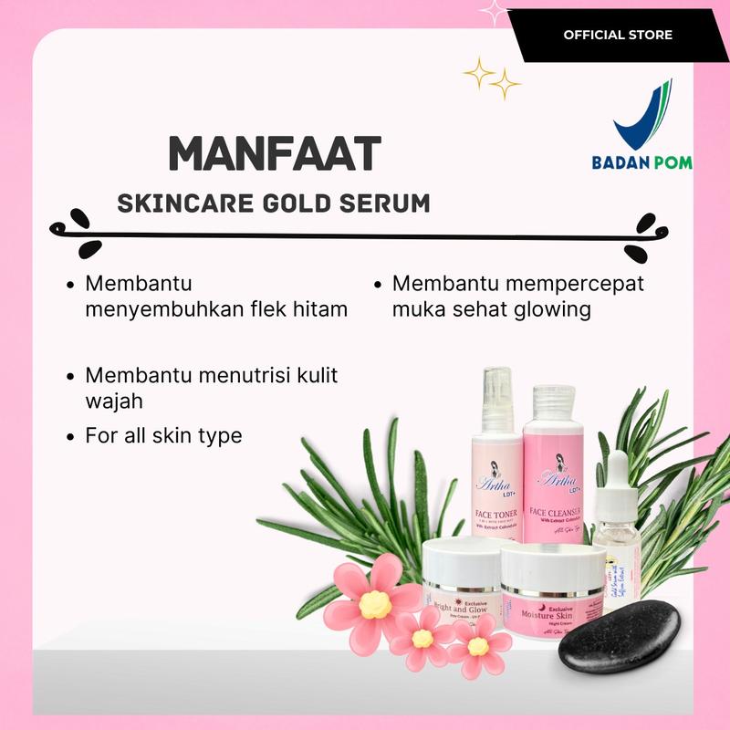 [ARTHA LDT] PAKET BUNDLING 1 PAKET SKINCARE + NIGHT LUXE BODY LOTION  FREE POUCH 3