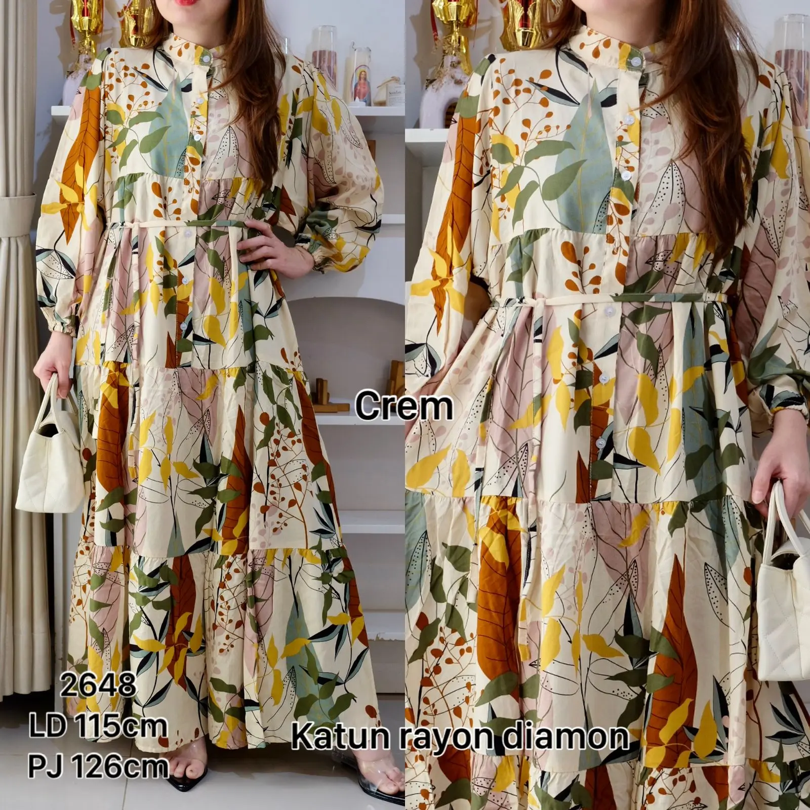 Dress Laura Maxi Panjang Gamis Bahan Katun Rayon Motif Cantik Terbaru Ghaudyshop